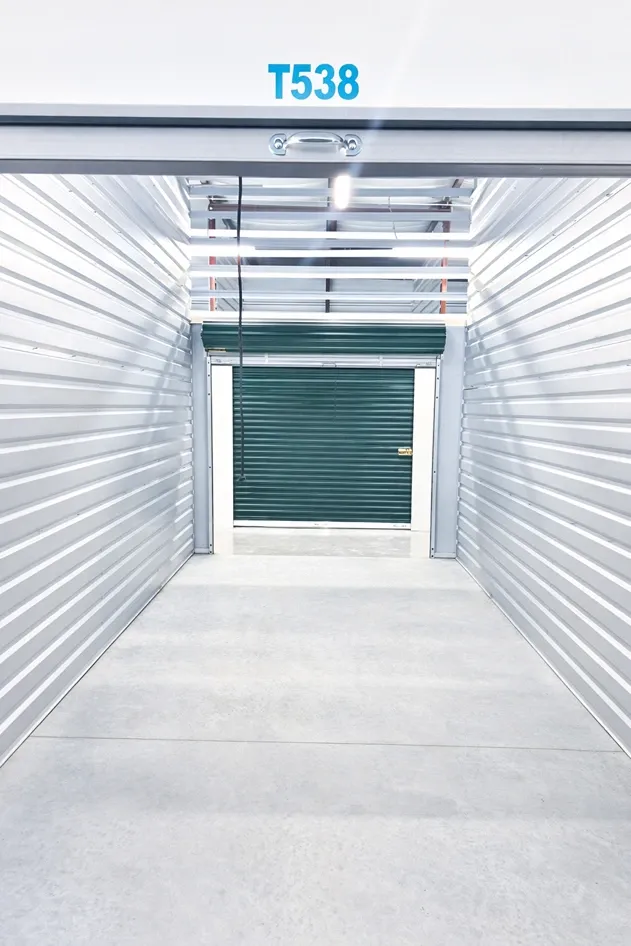 Interior of a storage unit inside of a storage facility