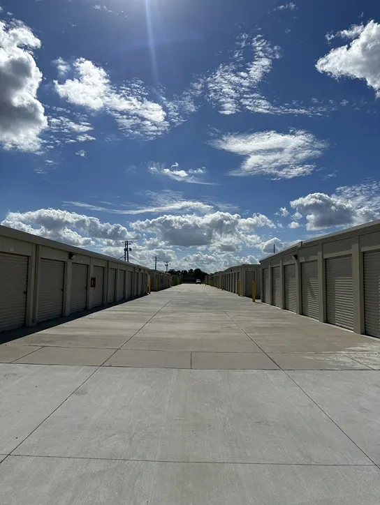 Wide lanes and ample storage for RVs, trailers, and everyday vehicles. Drive up option Riverview.