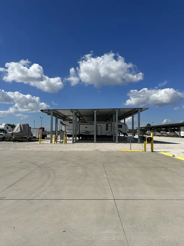 Secure outdoor storage spaces for vehicles and RVs with easy access.